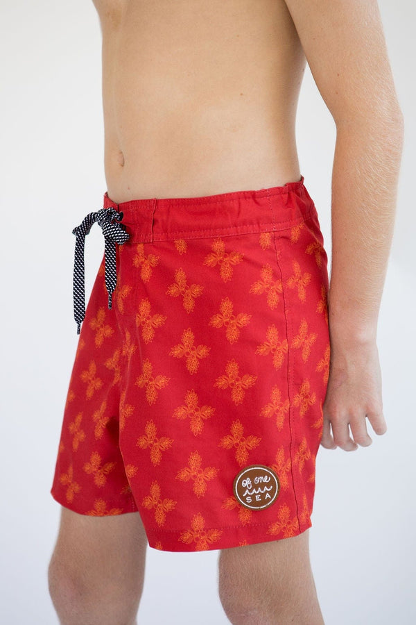kid-s-townshorts-in-red-breadfruit-bandana-of-one-sea - Sophia's Style Kids-1